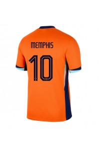 Fotbalové Dres Nizozemí Memphis Depay #10 Domácí Oblečení ME 2024 Krátký Rukáv